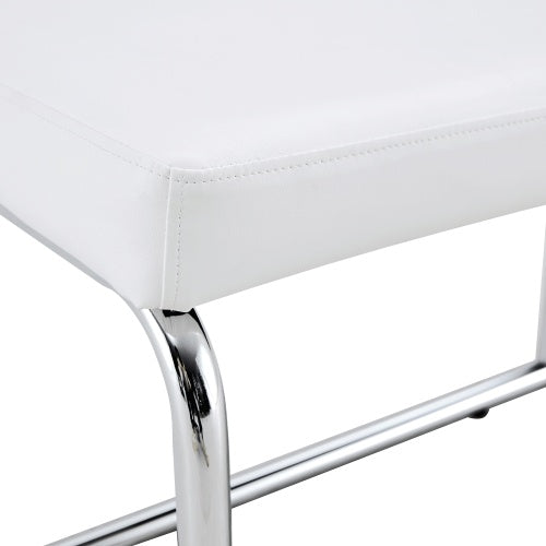 White Shoe Changing Stool, Silver Metal Legs, Sofa Stool Dining Chair, Suitable For Bedroom ,fitting Room, Storage Room, Dining Room, Living Room. 005