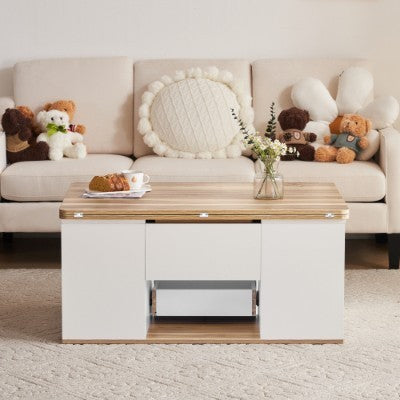Grey Coffee Table With Storage, Lift Up Coffee Table For Living Room, Coffee Table With 2 Drawers Lift-Top Sofa End Tea Tables For Living Room Furniture