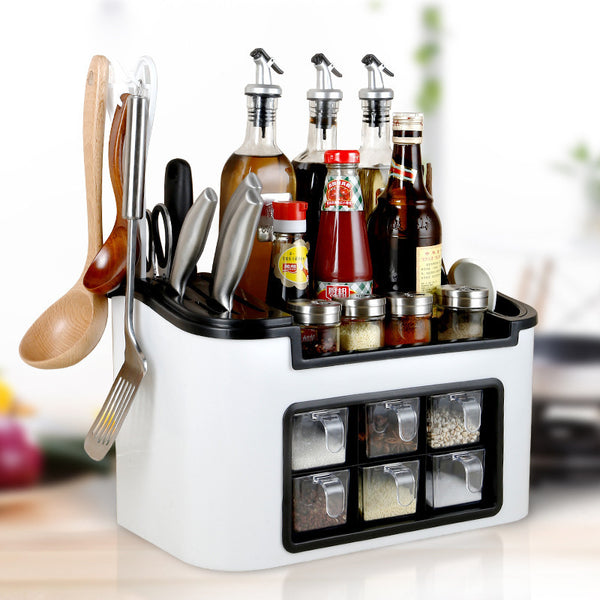 Kitchenware Rack Seasoning Storage Box Multifunctional Floor Condiment Storage Knife Rack