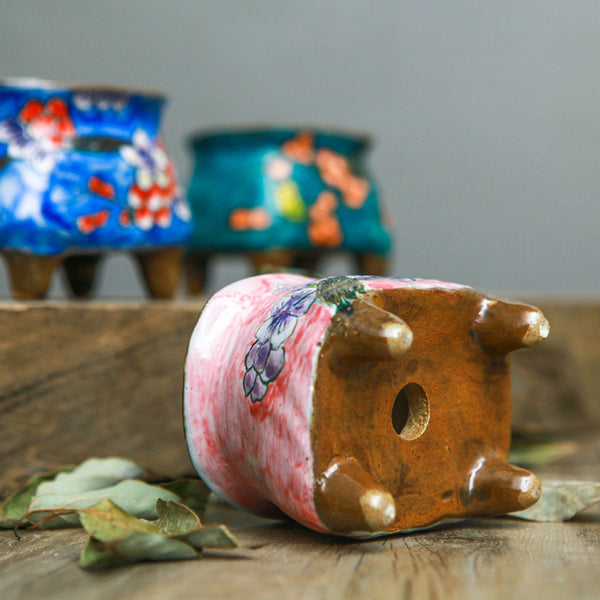 Hand-painted succulent ceramic pots