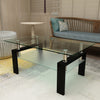 Rectangle Black Glass Coffee Table, Clear Coffee Table, Modern Side Center Tables For Living Room, Living Room Furniture