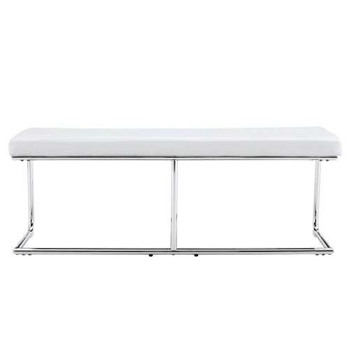White Shoe Changing Stool, Silver Metal Legs, Sofa Stool Dining Chair, Suitable For Bedroom ,fitting Room, Storage Room, Dining Room, Living Room. 005