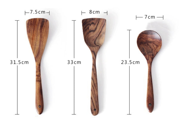 Solid Wood Household Non-stick Pan Wooden Spatula Set
