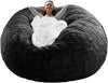 Bag Chair Coverit Was Only A Cover,Not A Full Bean BagChair Cushion,Big Round Soft Fluffy PV Velvet Sofa Bed Cover, Living Room Furniture,Lazy Sofa Bed Cover,6ft Black