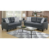 Living Room Furniture 2pc Sofa Set Sofa And Loveseat Charcoal Glossy Polyfiber Plywood Solid Pine
