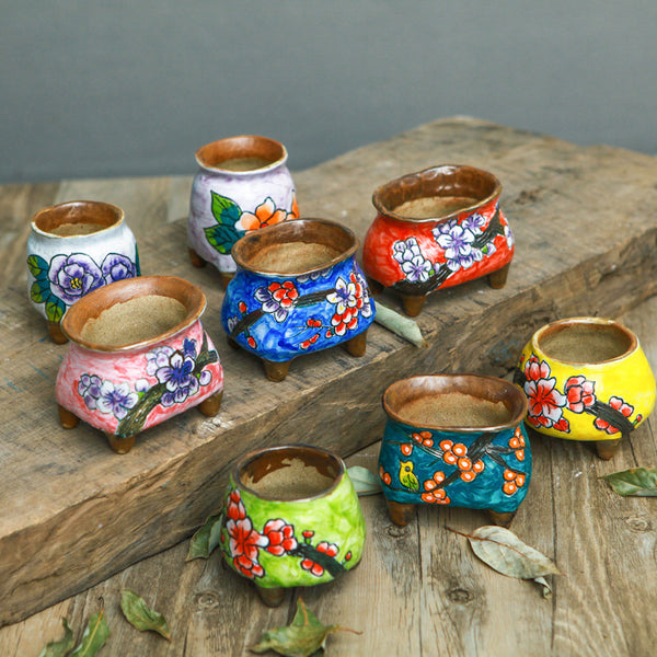 Hand-painted succulent ceramic pots
