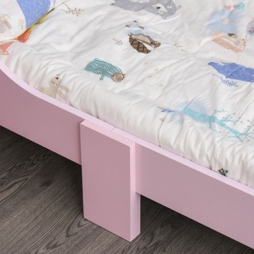 HOMCOM Kids Toddler Bed Princess Crown Theme Safety Side Rails Slats Home Bedroom Furniture Boys Girls 3-6 Yrs143 X 73 X 60 Cm