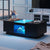 LED Coffee Table For Living Room, Modern Coffee Table With Storage With LED Lights, 2 Tiers And 2 Drawers, Large Living Room Center Tables Black