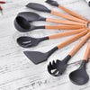 Dark Grey Wooden Handle Silicone Kitchenware Non-Stick Pan Baking Set