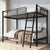 Loft Bunk Bed Twin Over Twin Size With Ladder And Guardrail,Heavy Duty Metal Slats Support No Box Spring Needed Small Space Saving Furniture For Bedroom Dorm,Black