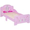 HOMCOM Kids Bed Princess Castle Theme W Side Rails Slats Home Furniture For 3 - 6 Yrs Pink 143 X 73 X 60 Cm