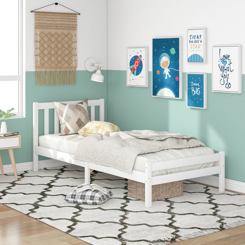 Wooden Bed Frame, Single Bed 3ft Solid Wooden Bed Frame, Bedroom Furniture For Adults, Kids, Teenagers ,90 X 190 Cm