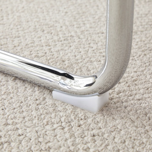 White Shoe Changing Stool, Silver Metal Legs, Sofa Stool Dining Chair, Suitable For Bedroom ,fitting Room, Storage Room, Dining Room, Living Room. 005