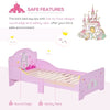 HOMCOM Kids Bed Princess Castle Theme W Side Rails Slats Home Furniture For 3 - 6 Yrs Pink 143 X 73 X 60 Cm