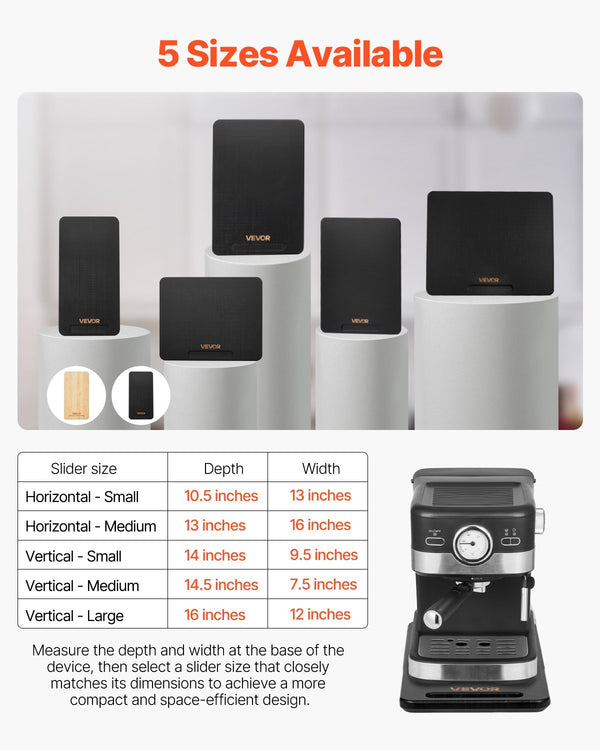 Appliance Slider 14.5 X 7.5 In Sliding Tray For Coffee Maker Black