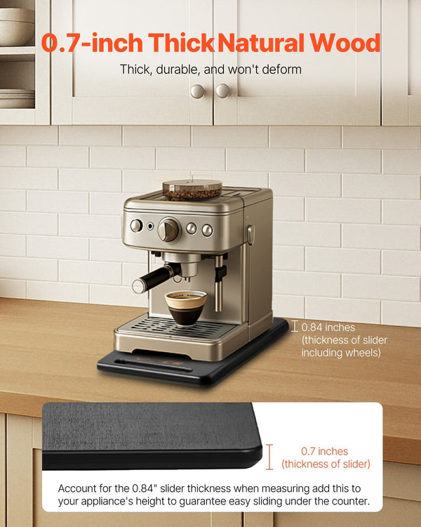 Appliance Slider 14.5 X 7.5 In Sliding Tray For Coffee Maker Black