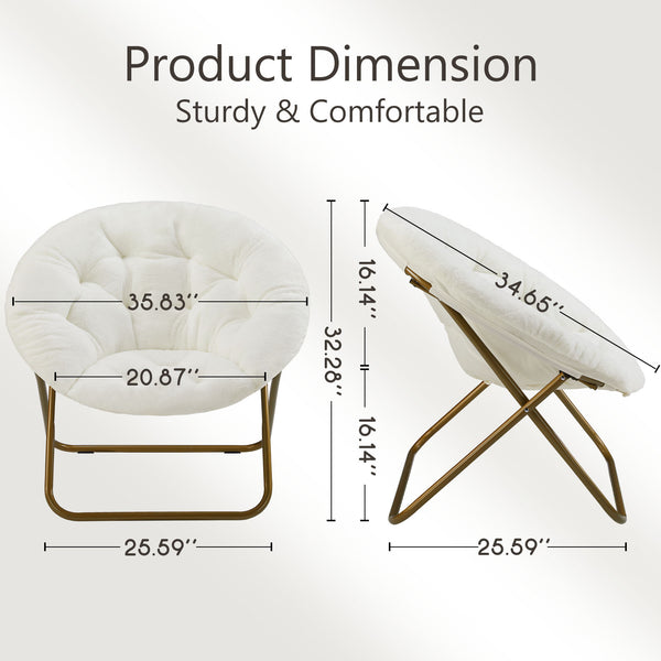 Comfortable Disc Chairs Faux Fur Furniture Bedroom Living RoomSize White