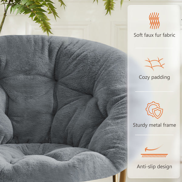 Comfortable Disc Chairs Faux Fur Furniture Bedroom Living RoomSize White
