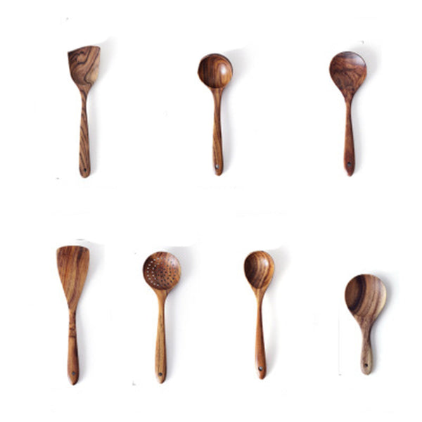 Solid Wood Household Non-stick Pan Wooden Spatula Set