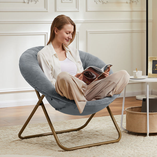 Comfortable Disc Chairs Faux Fur Furniture Bedroom Living RoomSize White