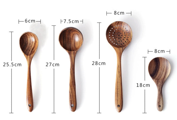 Solid Wood Household Non-stick Pan Wooden Spatula Set