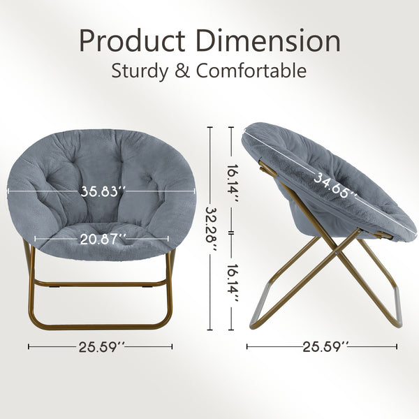 Comfortable Disc Chairs Faux Fur Furniture Bedroom Living RoomSize White
