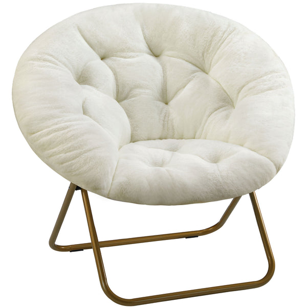 Comfortable Disc Chairs Faux Fur Furniture Bedroom Living RoomSize White